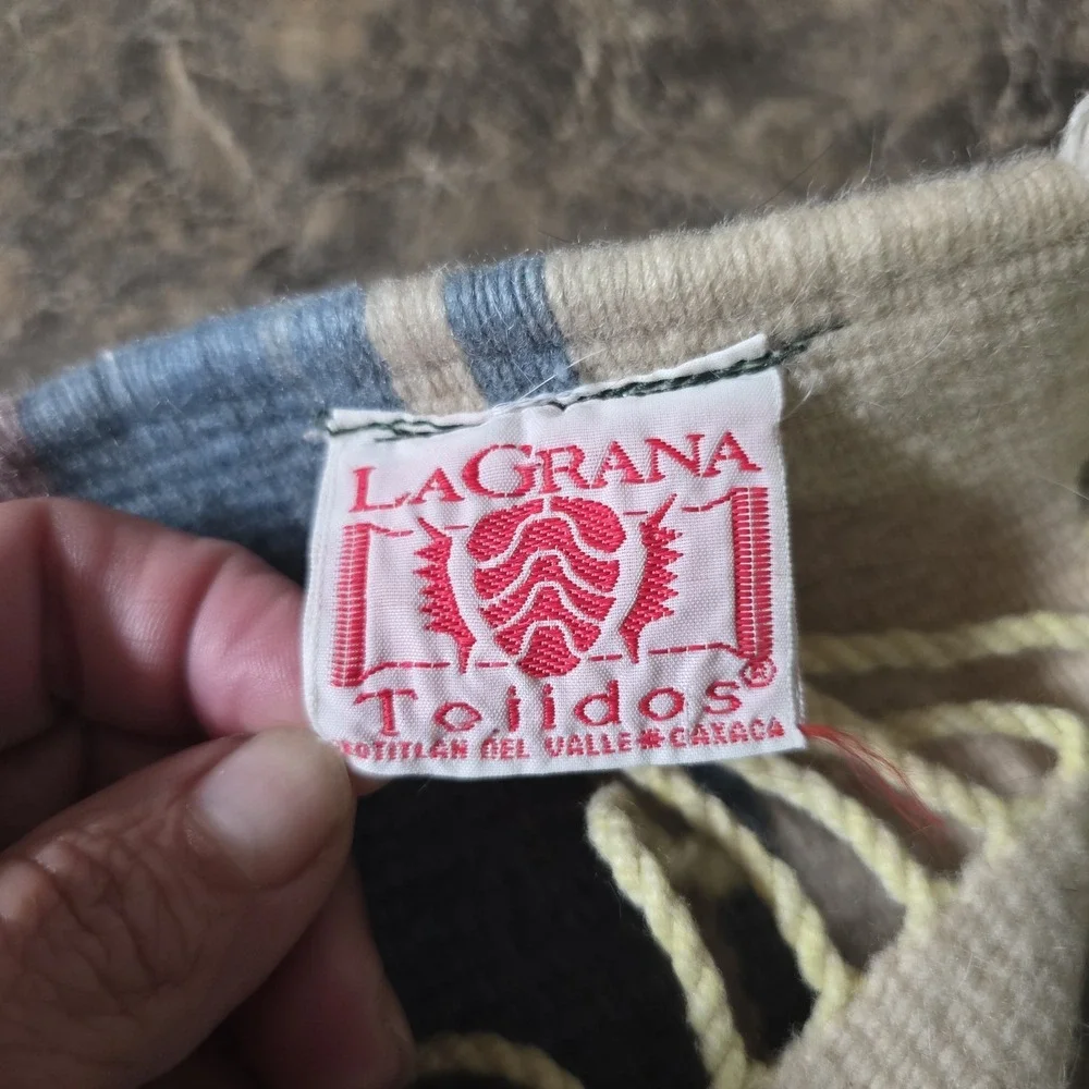 LAGRANA Tejidos Mexican Wool Rug Wall‎ Hanging 36x19 Handwoven Southwestern
